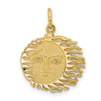 10k Yellow Gold Sun Face Pendant with Radiant Design, Boho Celestial Style