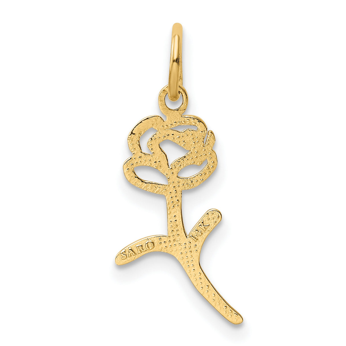 10k Yellow Gold Rose Flower Pendant, Openwork Floral Charm, Romantic Nature-Inspired Jewelry for Women