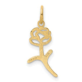 10k Yellow Gold Rose Flower Pendant, Openwork Floral Charm, Romantic Nature-Inspired Jewelry for Women