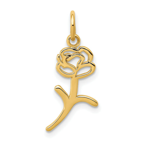 10k Yellow Gold Rose Flower Pendant, Openwork Floral Charm, Romantic Nature-Inspired Jewelry for Women