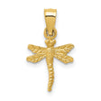 10k Yellow Gold Dragonfly Pendant with Textured Wings, Nature-Inspired Jewelry for Women