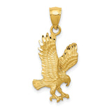 10k Yellow Gold Eagle Pendant with Outstretched Wings, Symbol of Freedom and Strength for Men