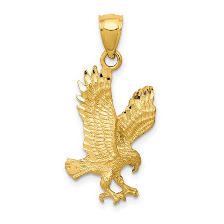 10k Yellow Gold Eagle Pendant with Outstretched Wings, Symbol of Freedom and Strength for Men