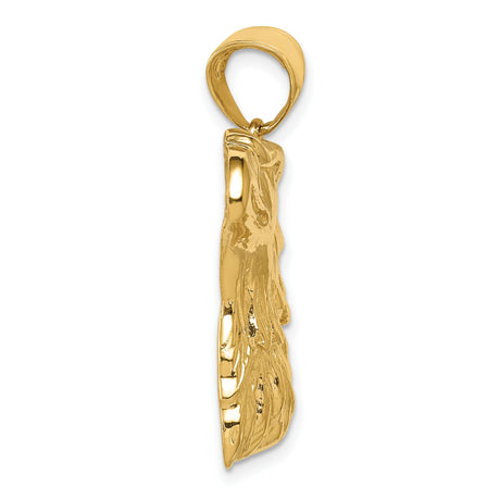 10k Yellow Gold Eagle Head Pendant, Detailed Bald Eagle Design, Patriotic Jewelry for Men