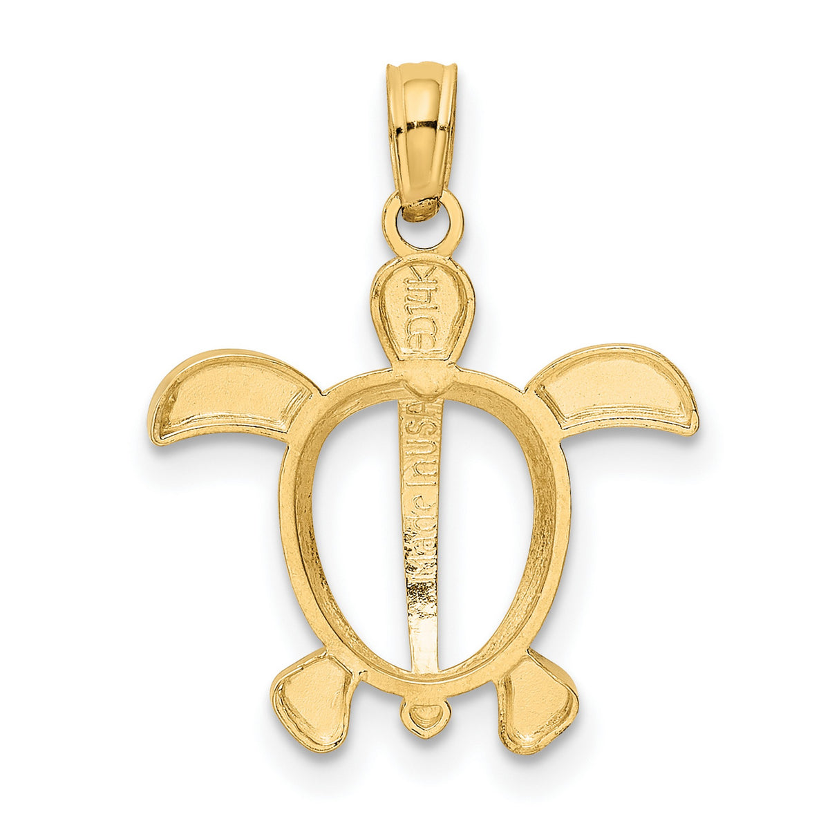 10k Yellow Gold and Rhodium Sea Turtle Pendant, Two-Tone Marine Life Design