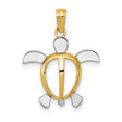 10k Yellow Gold and Rhodium Sea Turtle Pendant, Two-Tone Marine Life Design