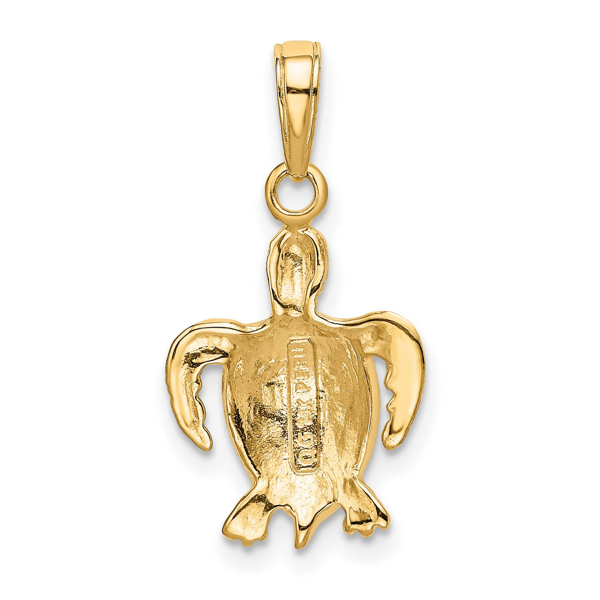10k Yellow Gold Sea Turtle Pendant with Flipper Shell Texture, Ocean Wildlife Theme