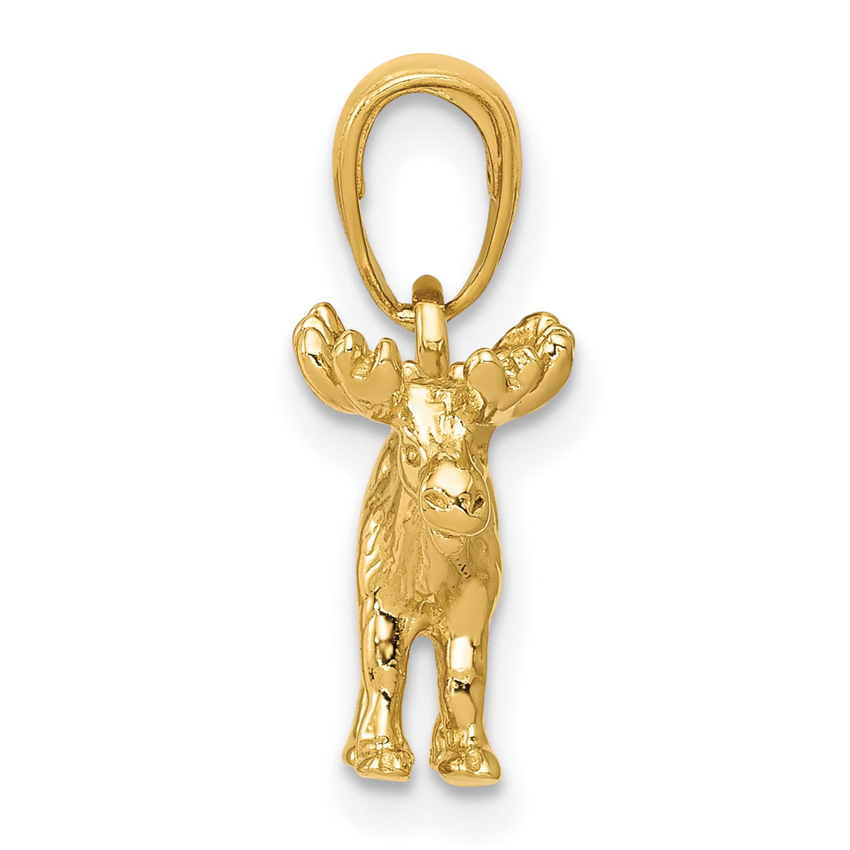 10k Yellow Gold Moose Pendant, Detailed Wildlife Design, Rugged Outdoors Style for Men or Unisex