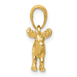 10k Yellow Gold Moose Pendant, Detailed Wildlife Design, Rugged Outdoors Style for Men or Unisex