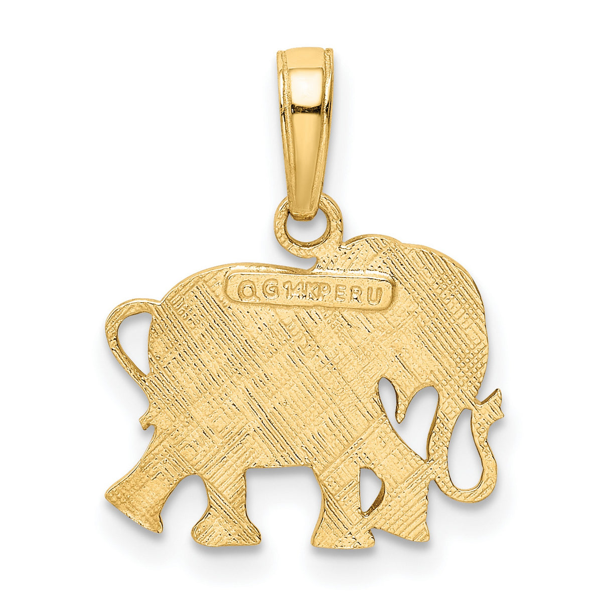 10k Yellow Gold Elephant Pendant with Textured Detailing, Spiritual Animal Charm for Strength and Luck