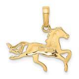 10k Yellow Gold Horse Pendant, Running Stallion Equestrian Charm for Women or Unisex Wearers
