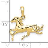 10k Yellow Gold Horse Pendant, Running Stallion Equestrian Charm for Women or Unisex Wearers