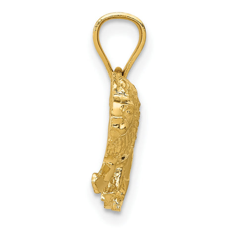 Diamond-Cut Lion Charm Pendant in Real 10k Yellow Gold