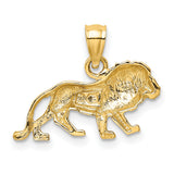 Diamond-Cut Lion Charm Pendant in Real 10k Yellow Gold