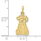 10k Yellow Gold Dog Pendant with Sitting Puppy and Bowtie, Whimsical Animal Charm