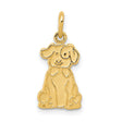 10k Yellow Gold Dog Pendant with Sitting Puppy and Bowtie, Whimsical Animal Charm