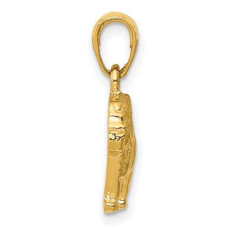 10k Yellow Gold Bulldog Pendant, Detailed Dog Charm with Bold Animal Design