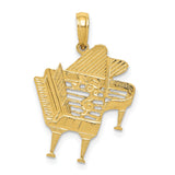 10k Yellow Gold Grand Piano Pendant with Musical Notes and Treble Clef Charm