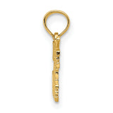 10k Yellow Gold Golf Pendant with Crossed Clubs and Hole in One Design