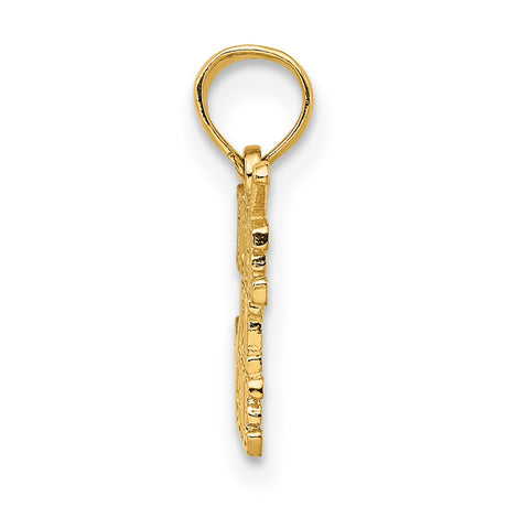 10k Yellow Gold Golf Pendant with Crossed Clubs and Hole in One Design