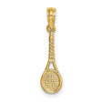 10k Yellow Gold Tennis Racket Pendant with Detailed String Design for Women or Unisex Wear