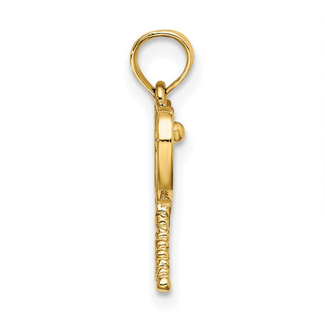 10k Yellow Gold Tennis Pendant with Crossed Rackets and Ball, Sporty Charm for Women or Unisex