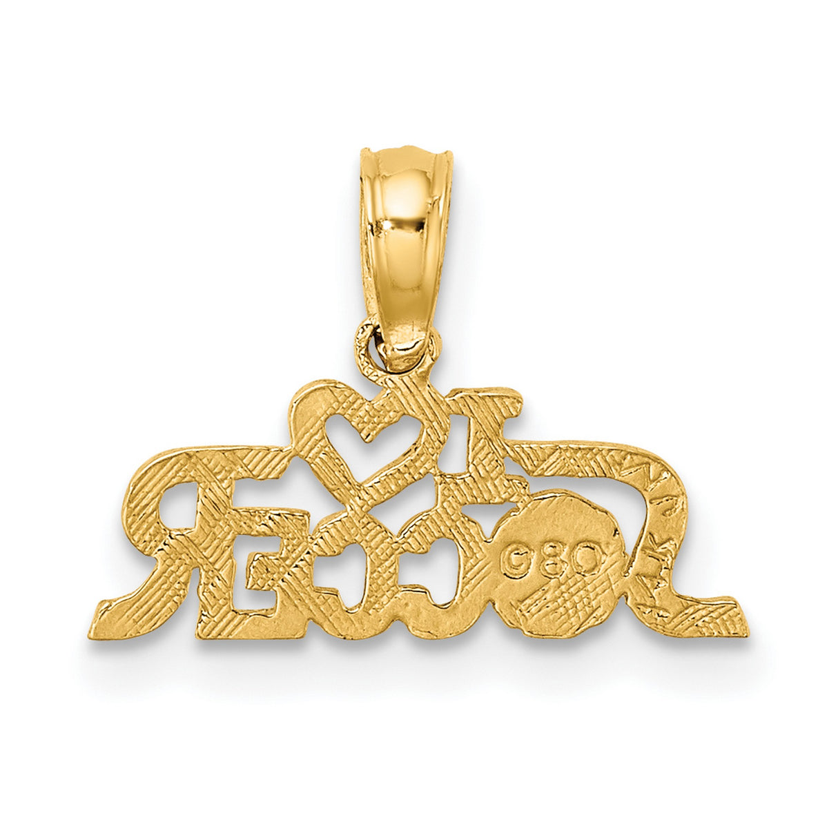 10k Yellow Gold Soccer Heart Pendant, I Love Soccer Charm with Ball Detail, Unisex Sports Jewelry