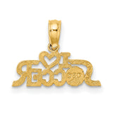 10k Yellow Gold Soccer Heart Pendant, I Love Soccer Charm with Ball Detail, Unisex Sports Jewelry