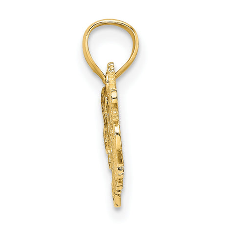 10k Yellow Gold Soccer Mom Pendant, Script Lettering Charm, Sports Theme Jewelry for Women