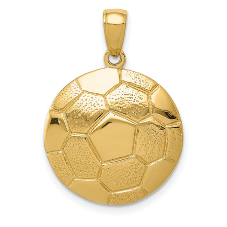 10k Yellow Gold Soccer Ball Pendant with High Polish and Textured Detailing
