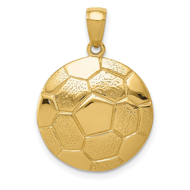 10k Yellow Gold Soccer Ball Pendant with High Polish and Textured Detailing