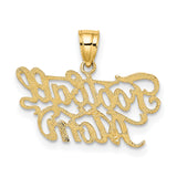 10k Yellow Gold Football Mom Pendant Charm, Sports Theme Jewelry for Women