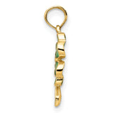 10k Yellow Gold Clover Pendant with Green Enamel, Four-Leaf Charm, Irish Good Luck Symbol