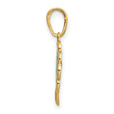 10k Yellow Gold Four-Leaf Clover Pendant with Green Enamel, Lucky Charm Jewelry