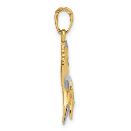 10k Multi-Tone Gold Sailfish Pendant, Two-Tone Ocean Fish Nautical Jewelry