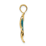 10k Yellow Gold Butterfly Pendant with Turquoise, Black, and Opalescent Enamel Accents