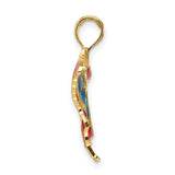 10k Yellow Gold Butterfly Pendant with Blue, Pink, and Opalescent Enamel Wings