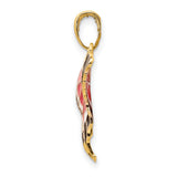 10k Yellow Gold Butterfly Pendant with Pink, Black, and Iridescent Enamel Wings