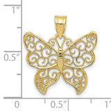10k Yellow Gold Butterfly Pendant with Filigree Design, Nature Inspired Jewelry for Women