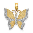 10k Multi-Tone Gold Butterfly Pendant with Rhodium Accents and Filigree Detailing
