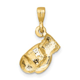 10k Yellow Gold Boxing Glove Pendant, Realistic Sports Design for Men or Unisex Wear