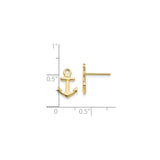 10k Yellow Gold Anchor Stud Earrings, Polished Nautical Design for Women