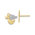 10k Yellow Gold Angel Stud Earrings with Heart and Detailed Wings Design