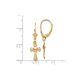 Two Tone Gold Cross Pendant Necklace With Heart Accent