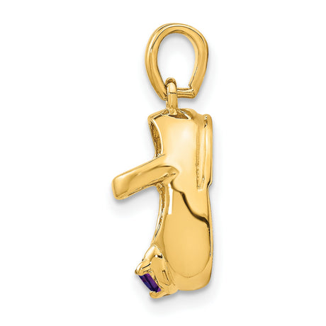 10k Yellow Gold Baby Shoe Pendant with Synthetic Purple Birthstone, Family Keepsake Charm
