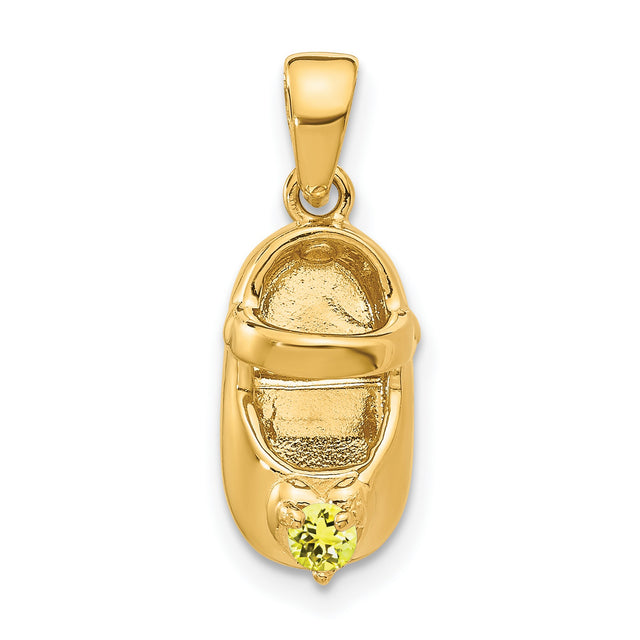 10k Yellow Gold Baby Shoe Pendant with Light Yellow Synthetic Birthstone, Sentimental Jewelry Charm
