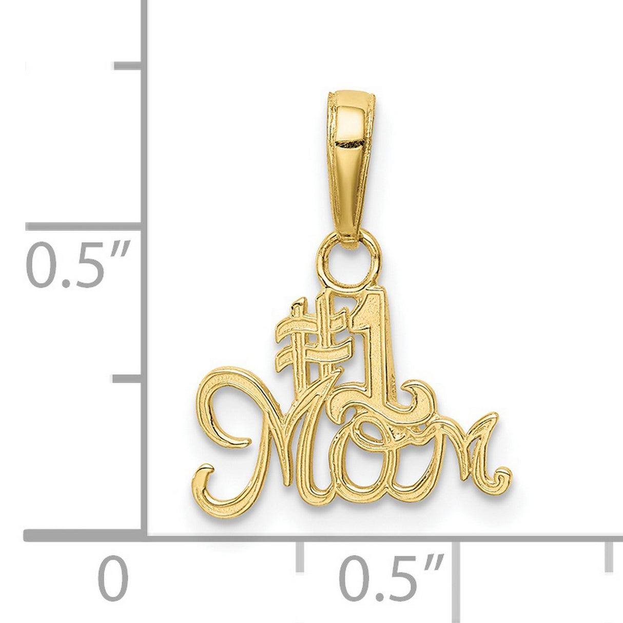 #1 MOM Charm Pendant in Real 10k Yellow Gold