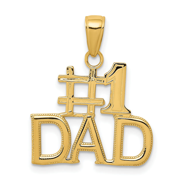 #1 DAD Charm Pendant in Real 10k Yellow Gold