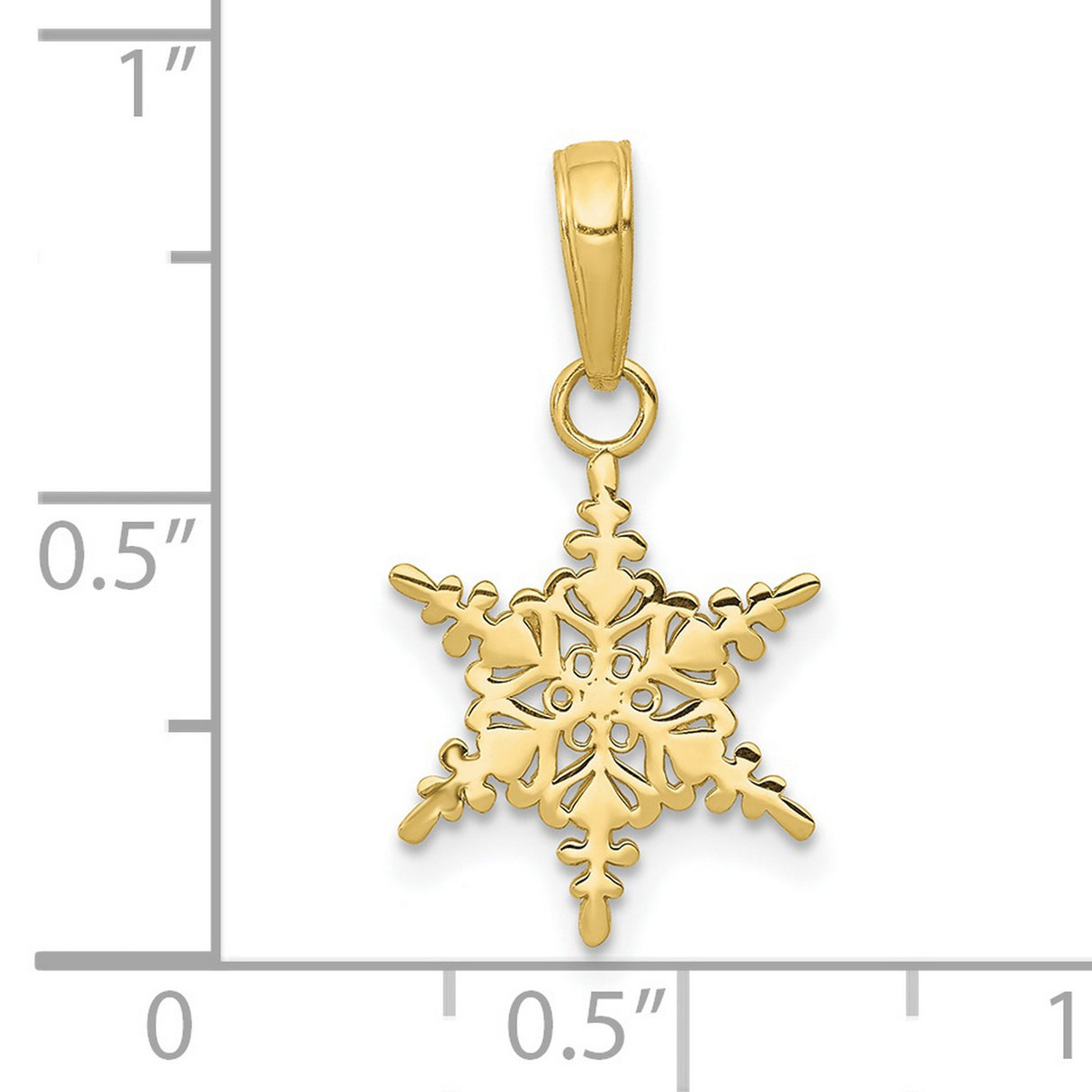 10k Yellow Gold Snowflake Pendant with Intricate Cutout Design, Winter Charm for Women