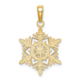 10k Yellow Gold Snowflake Pendant with Intricate Winter Motif, Nature-Inspired Design